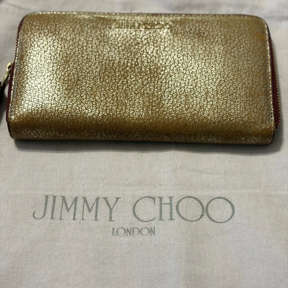 Jimmy Choo Gold/Beige Zip-Around Wallet